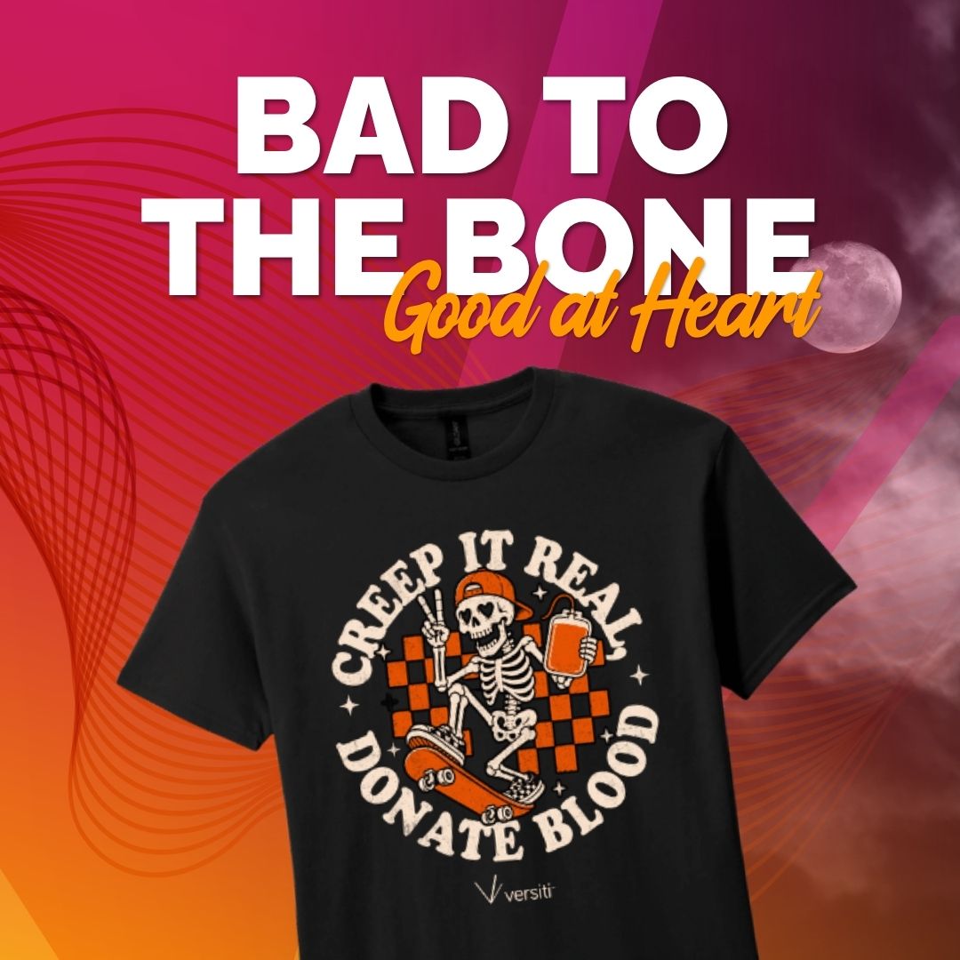 Donate blood Oct. 25-31 and receive an exclusive Halloween T-shirt as our thank-you, while supplies last.