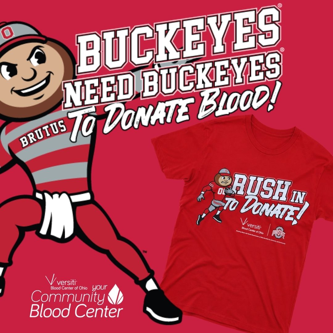 Donate blood Nov. 1-30 and walk out with a Buckeyes T-shirt as our thank-you, while supplies last
